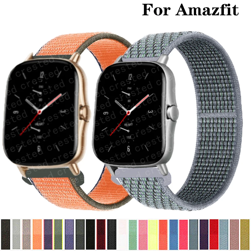 20mm/22mm Nylon band For Amazfit GTS/2/2e/GTS2 Mini/GTR 42mm/47mm/GTR2/2e/stratos 2/3 Sport Loop belt Bracelet Amazfit bip strap