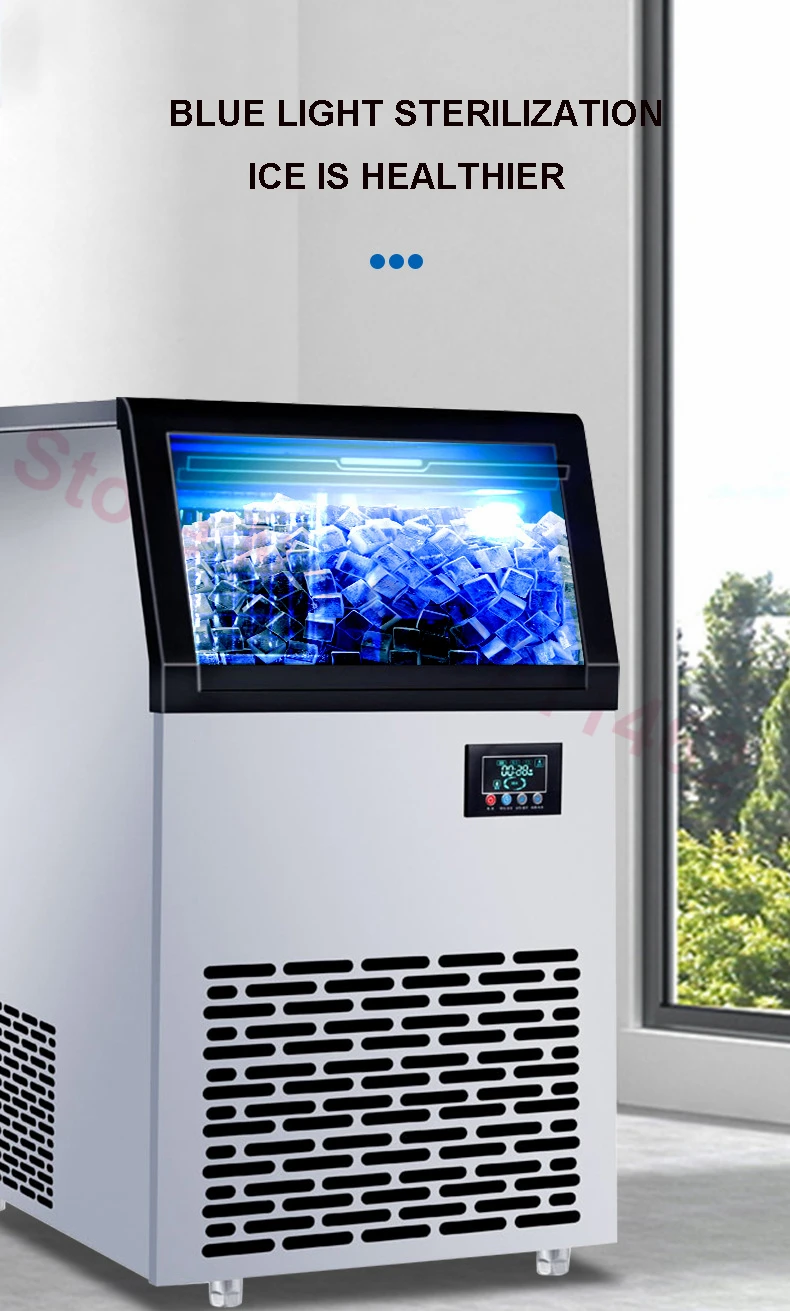 Commercial Ice Maker 60กก.120กก./24H อัตโนมัติ Cube น้ำแข็ง Machin สำหรับกาแฟบาร์ Teamilk Shop 220V