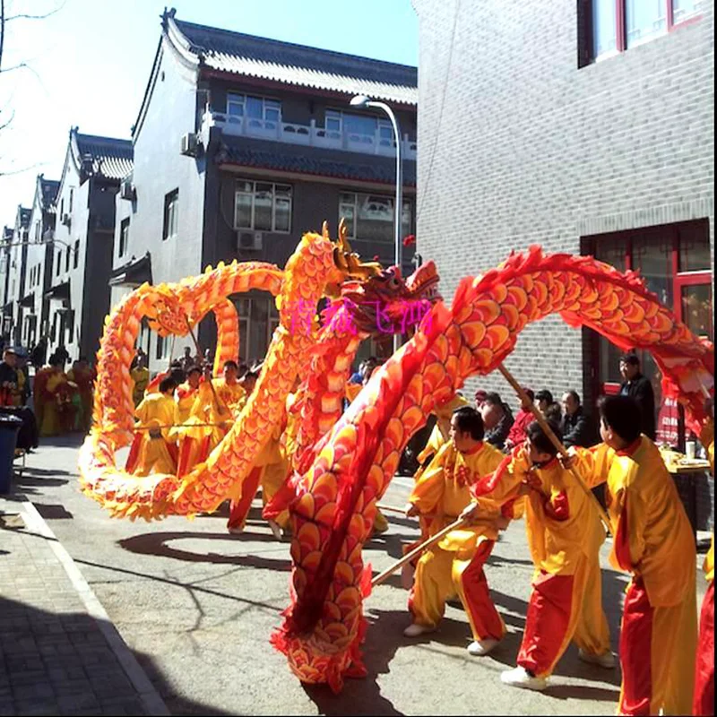 Disfraz de baile de dragón de seda, 7m, 5 jugadores, niños, niños, estudiantes, accesorios de arte, fiesta, juguetes de carnaval, deportes al aire libre, escenario folclórico