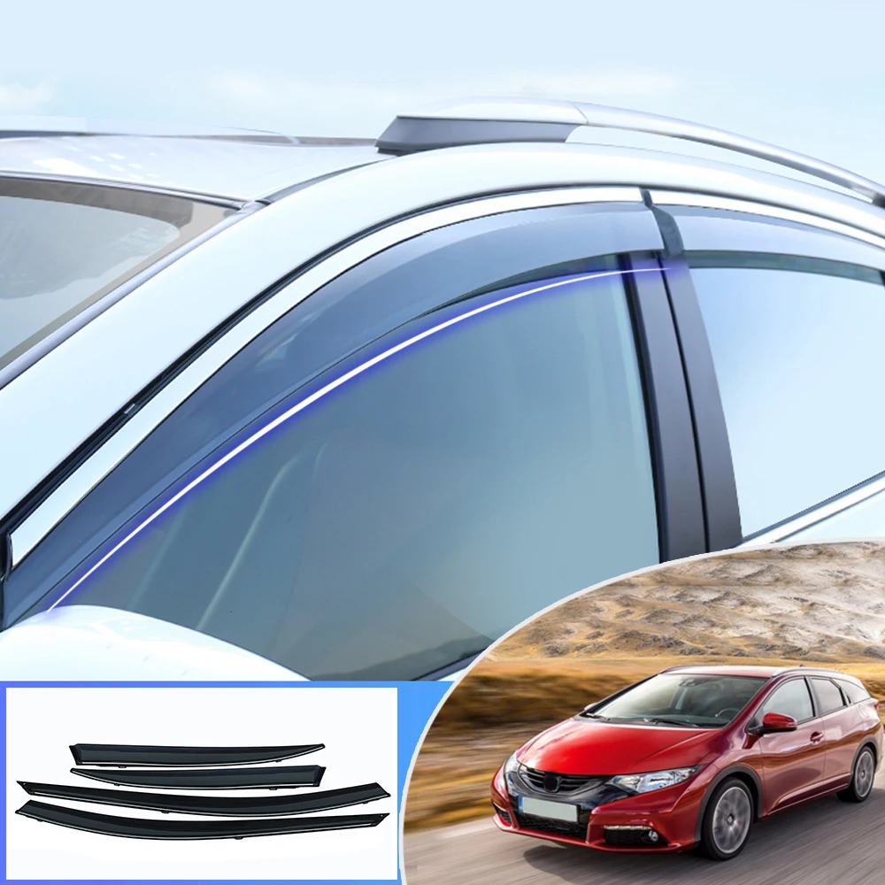 For Honda Civic 2012 2013 2014 2015 Car Styling Smoke Window Sun Rain exterior visor Deflector Guard Accessorie 4PC