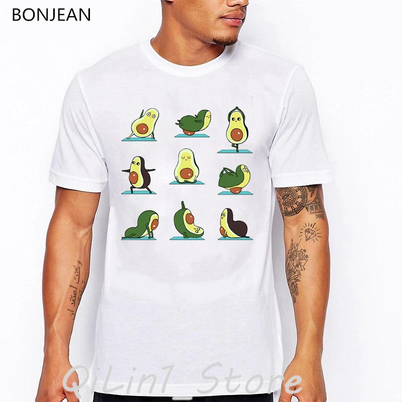 2024 Animal Yoga Print Tshirt Men Boston Terriers Avocado T-Shirt Homme Funny T Shirts Camisetas Hombre Tumblr Tops Tee