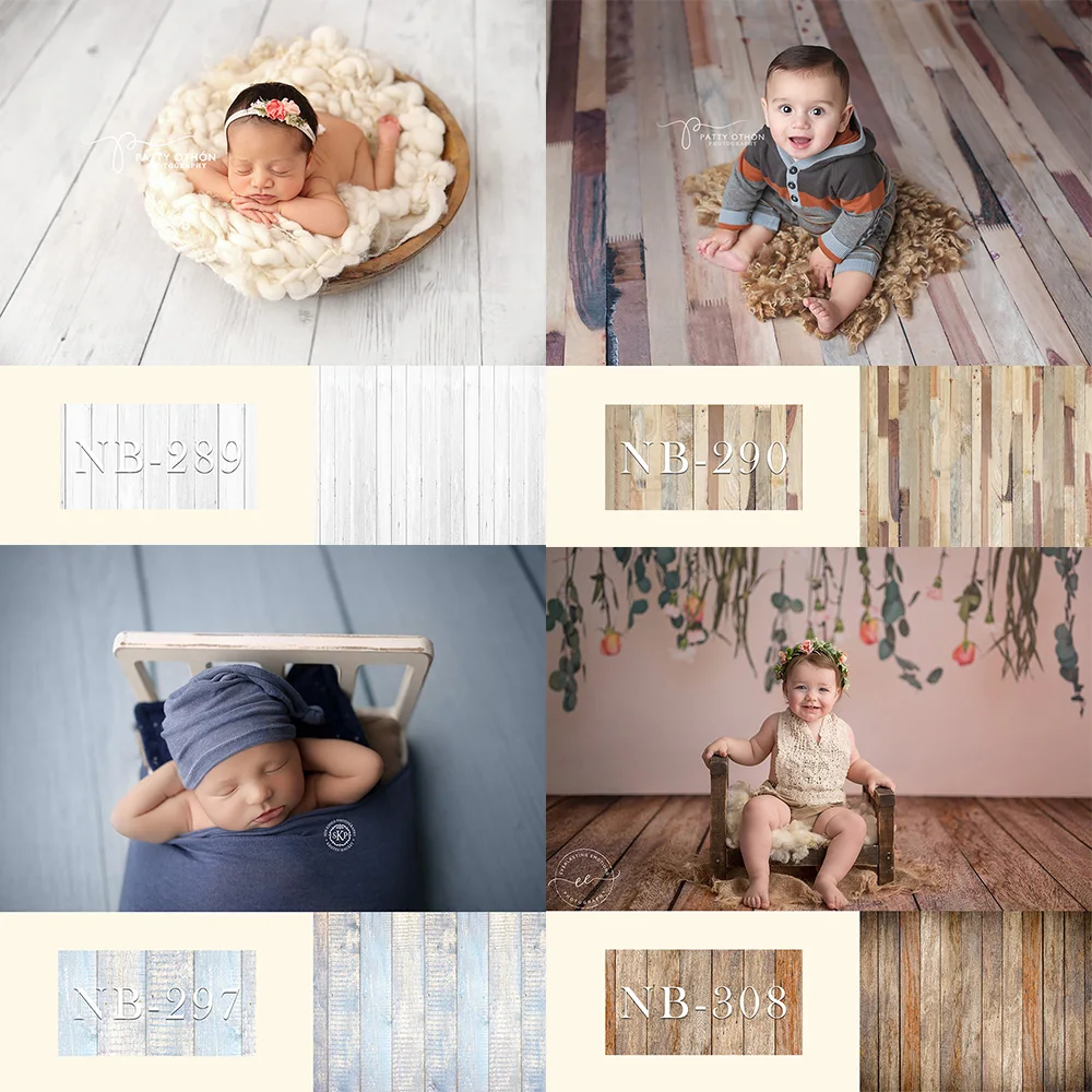 Fondo de fotografía de retrato de bebé recién nacido de madera para estudio fotográfico suelo de madera niños cumpleaños accesorios de fondo