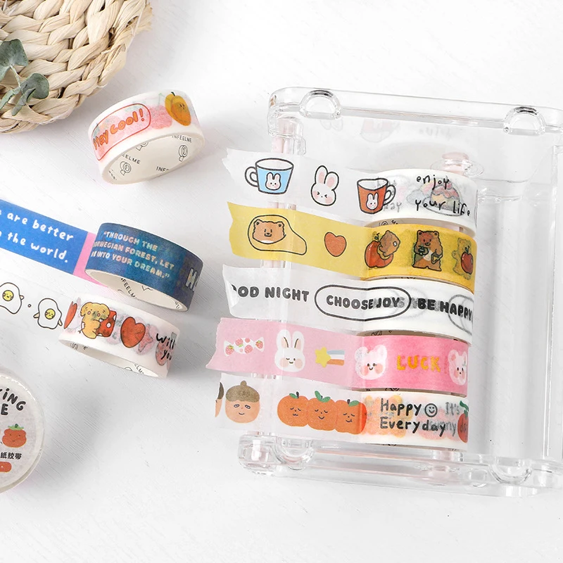 Cute Cartoon Washi Tape Decoration Masking Tapes Fruit Bear Bunny Diy Scrapbooking Diary Album Journal School Stationery