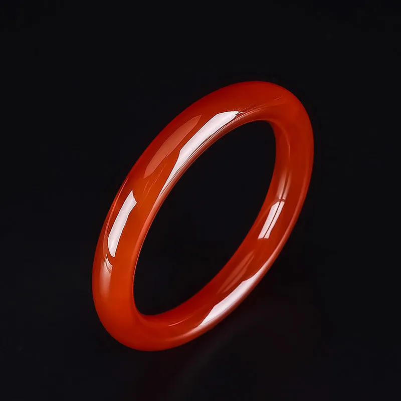 Chinese Top Red Natural Agate Chalcedony Bangles Exquisite Noble Real Jade Bracelet Handicrafts Accessories Jewelry Fine Gift