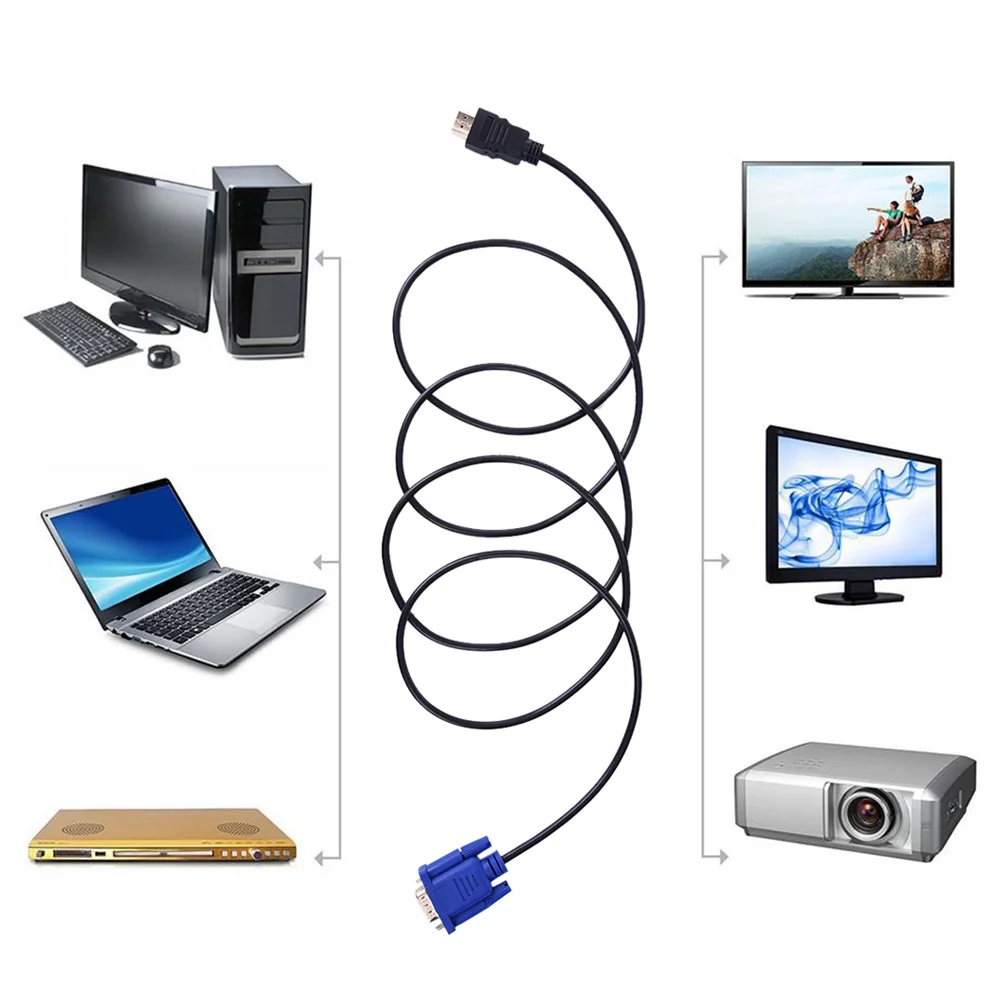 Cavo convertitore da HDMI a VGA HD da 1.8m cavo Audio cavo adattatore Video maschio D-SUB per Monitor per Computer HDTV per PC Laptop TV