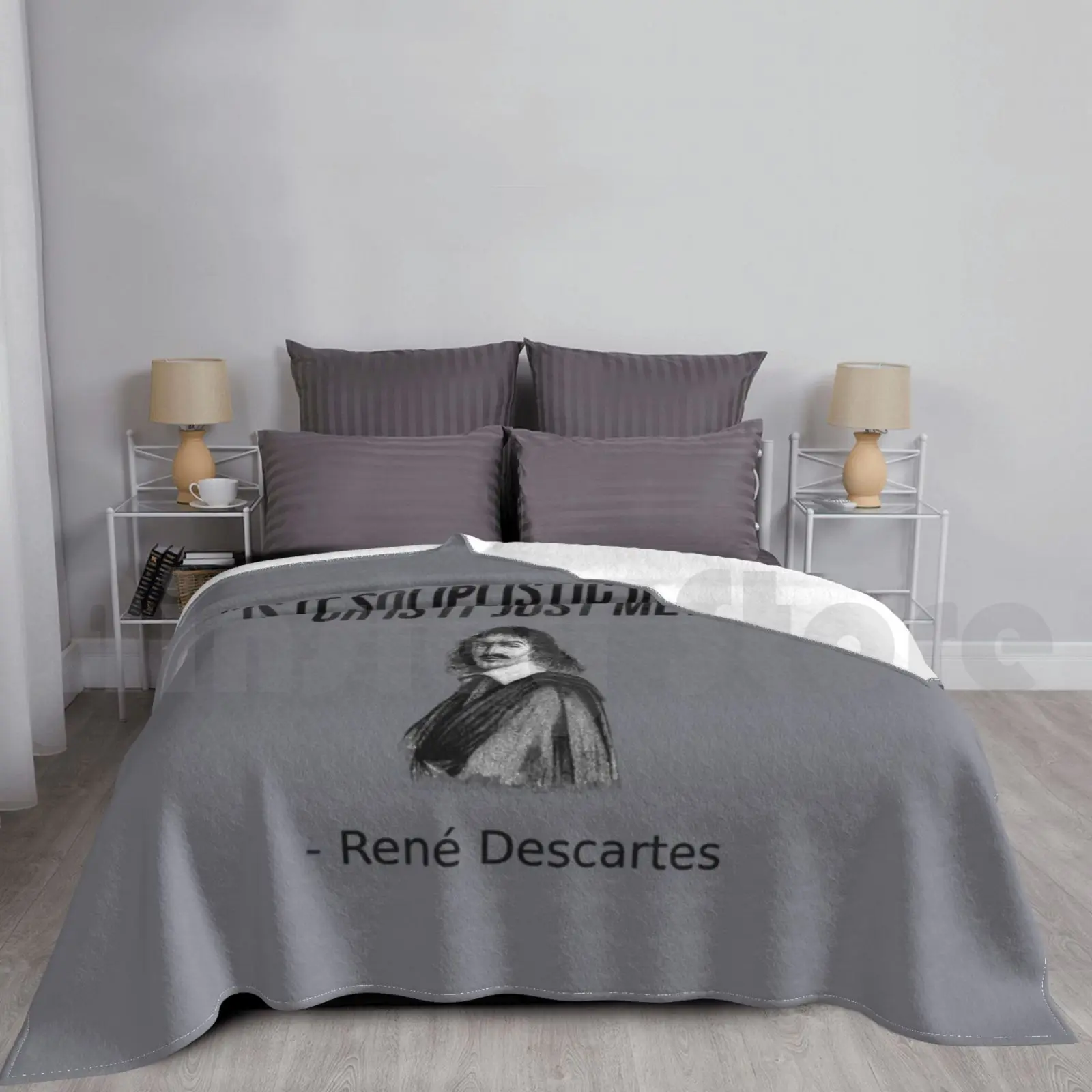 Funny Philosophy Major Student Teacher Descartes Philosopher Blanket For Sofa Bed Travel Descartes Rene