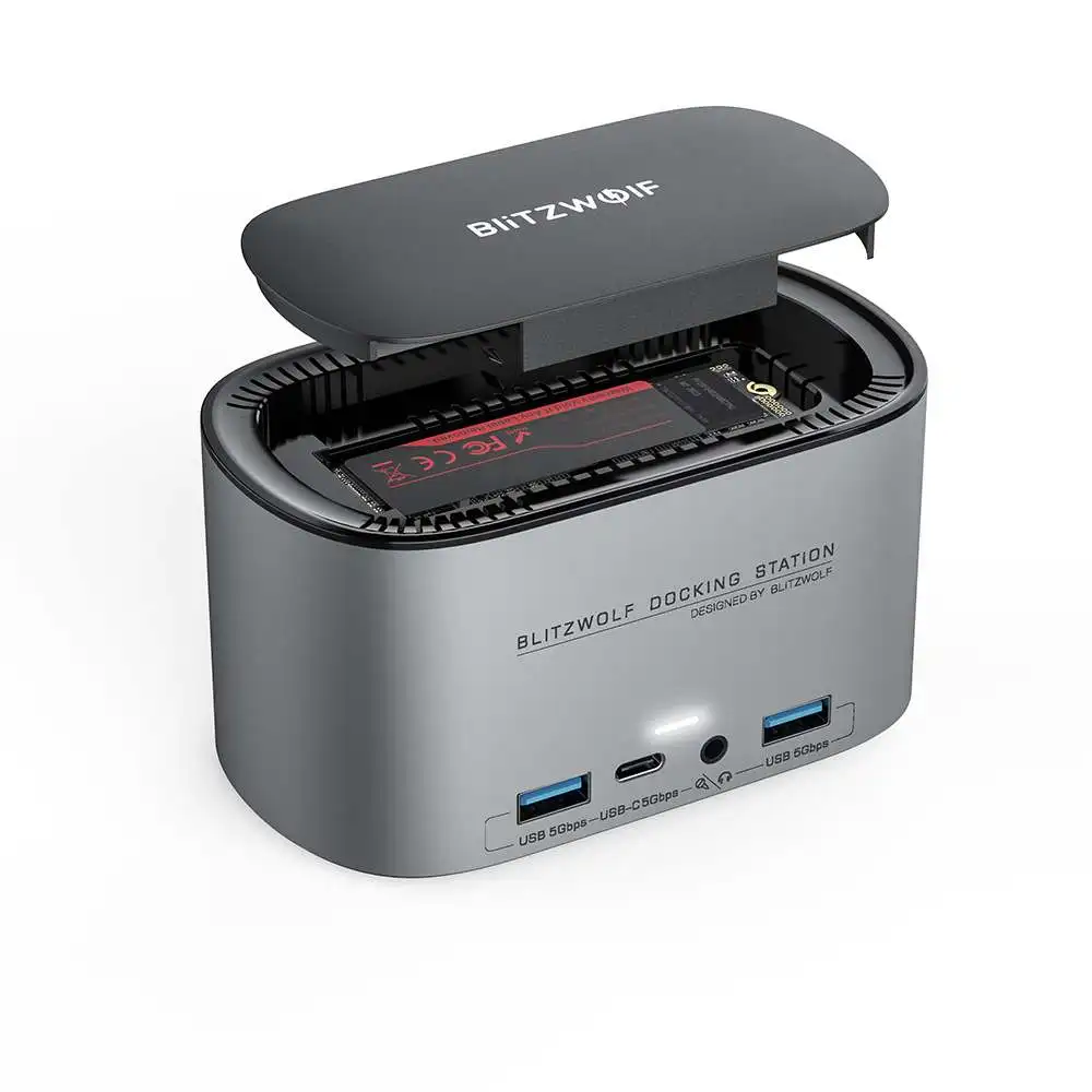 BlitzWolf BW-TH12 14-in-1 Docking Station Multiple Port USB Hub with M.2 SATA 3.0 NGFF SSD Enclosure HD 4K USB 3.0 1000Mb/s RJ45
