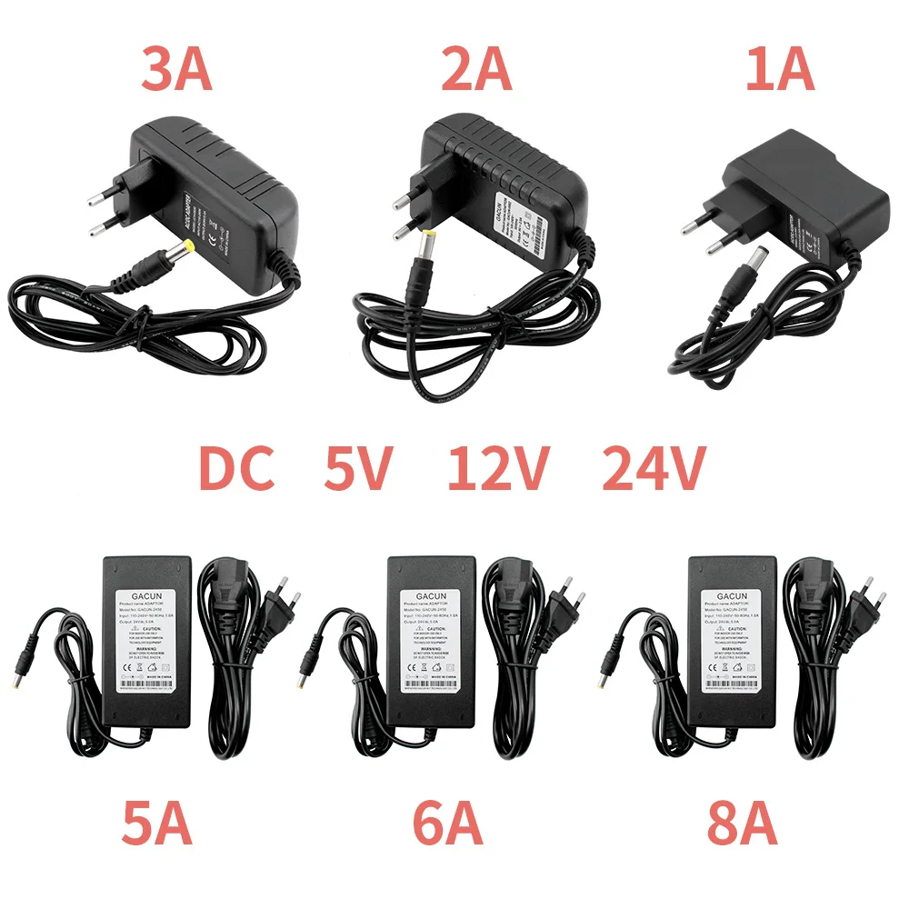 Alimentatore DC 5V 12V 24 V 1A 2A 3A 5A 6A adattatore di alimentazione DC 5 12 24 V Volt adattatore di alimentazione illuminazione Led Strip Lamp