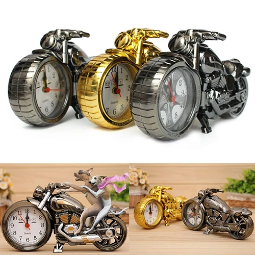 Upscale Retro Motorcycle Alarm Clock Quartz Watch Punk Retro Gifts Cool Furnishings Boutique Desktop Decor Birthday Gift Student