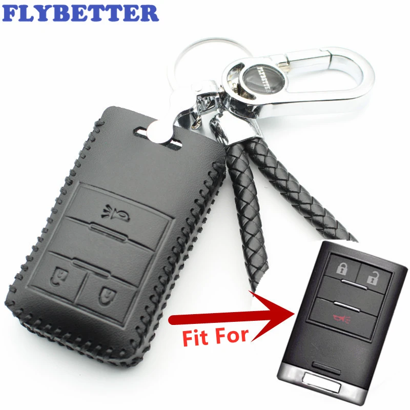 FLYBETTER Genuine Leather 3Button Keyless Entry Smart Key Case Cover For Chevrolet New Captiva/Malibu/Trax/Corvette  L42