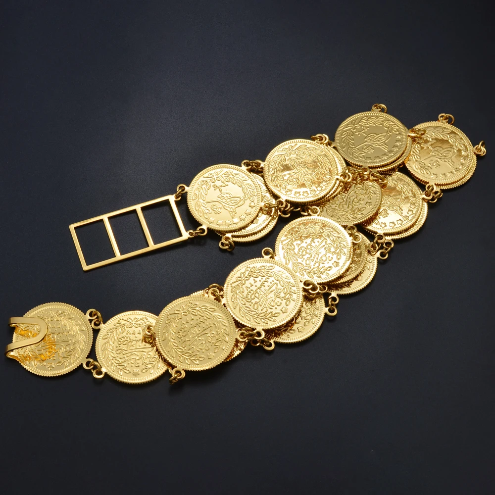 Anniyo Belly Chains for Women Gold Color Turkish Coins Belt Jewelry Middle East Oman Iraq Kurdish Kurdistan #121501