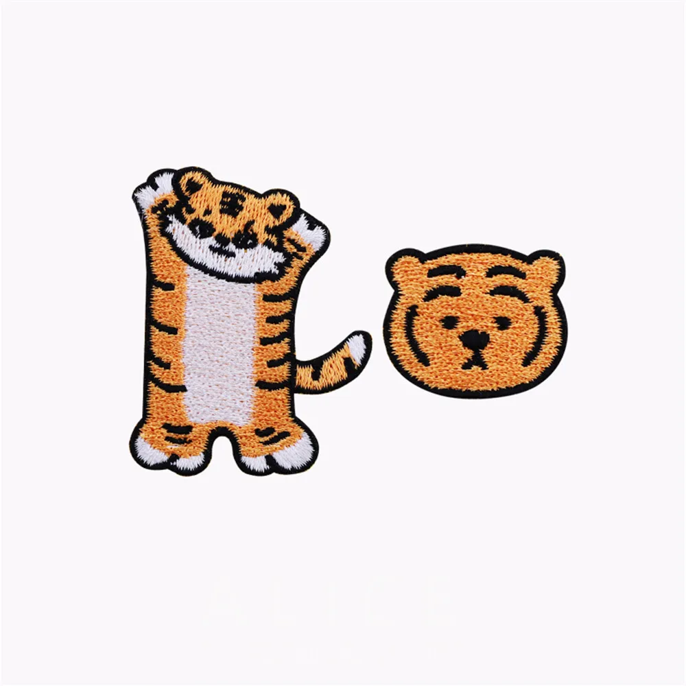 AHYONNIEX 1PC Little Tiger Embroidery Patches for Bag Jeans Iron On Patches for Clothes Small Cute DIY Patches