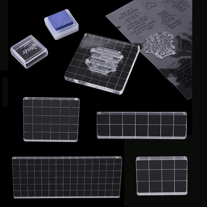 9 Sizes Transparent Acrylic Clear Stamp Block Pad For Stamping DIY Scrapbooking Card Making Handmade Tool