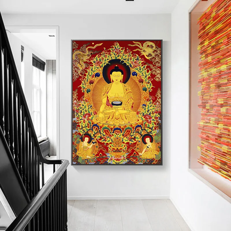 Thangka Unique Buddhist Tradition Realistic HD Art Copy Canvas Painting Poster Print Mural Home Decoration