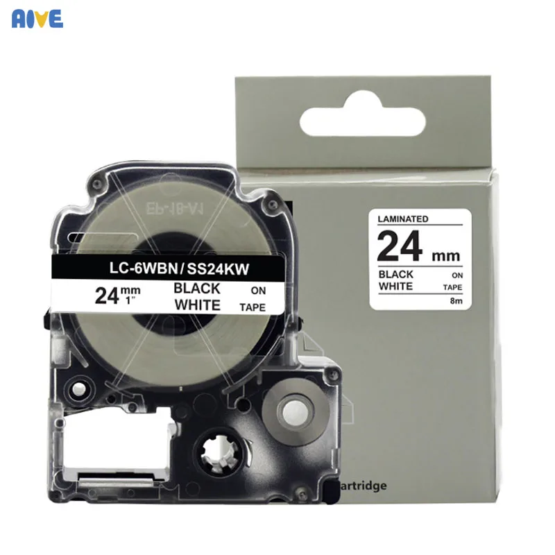 Aive 24MM label Tapes SC24YW Compatible for EPSON LW-700 600P 1000P Z900 kingjim SR3900C SR550C  label Printer Black on White