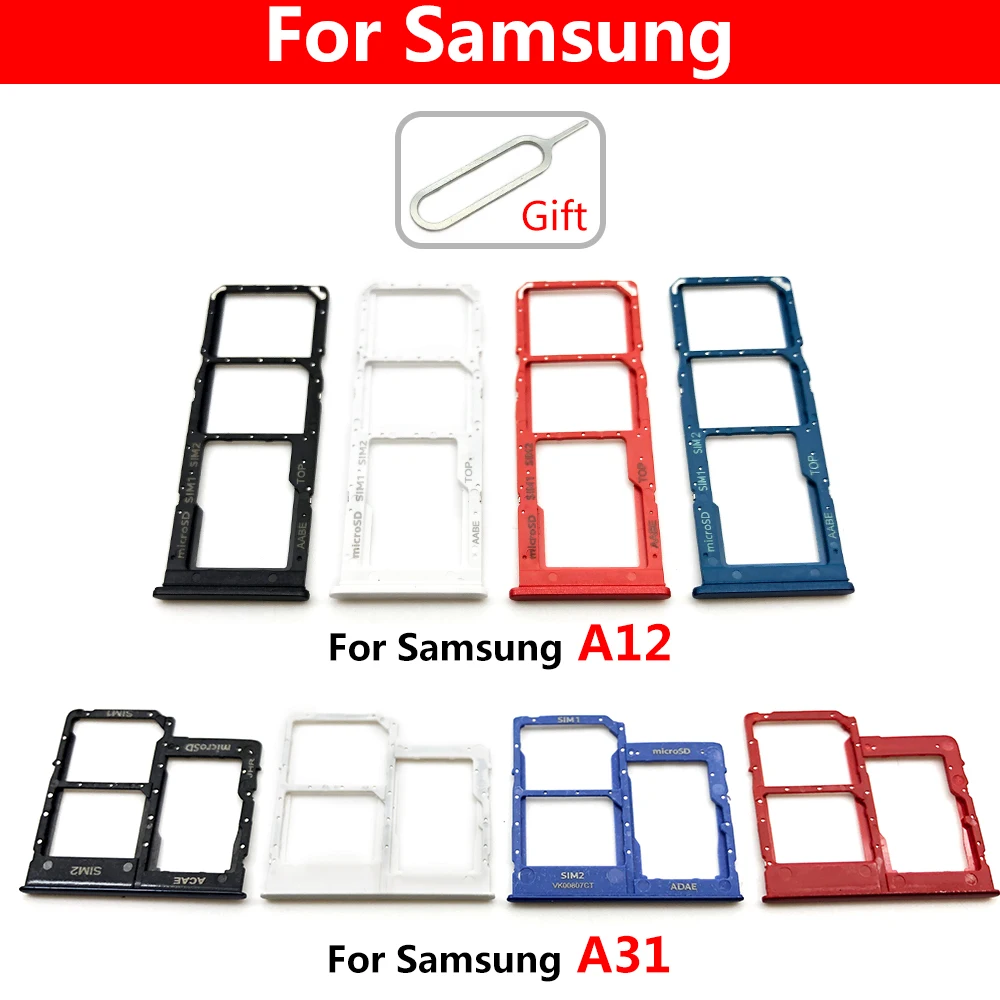 10Pcs， Dual card For Samsung A12 A31 A51 A71 Sim Card Reader Holder Sim Card Tray Holder chip slot drawer Adapter Parts