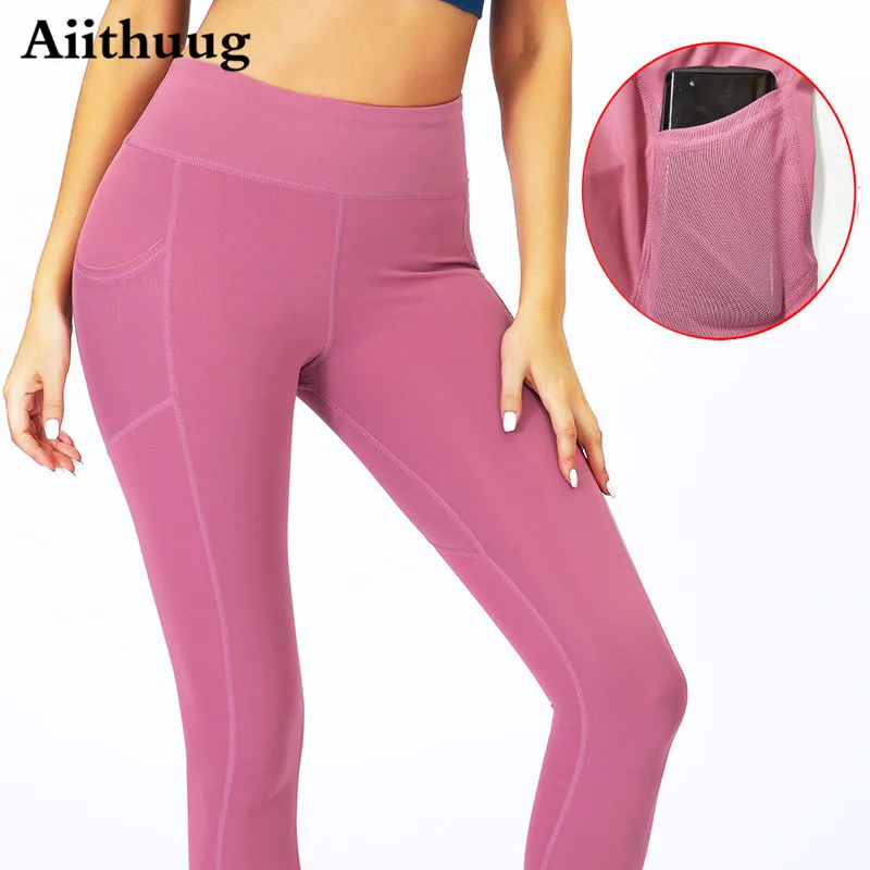 

Aiithuug Women's High Waisted Yoga Leggings with Pocket Workout Sports Running Athletic Pants 4 Way Stretch Pocket Leggings