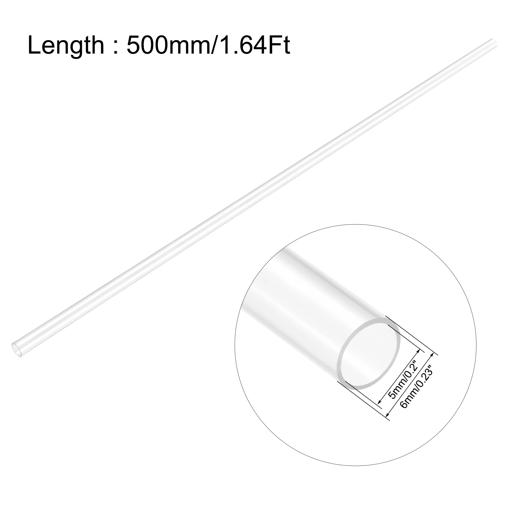 Uxcell 500mm Length PC Rigid Hard Tube 4mm-47mm ID 6mm-50mm OD Round Clear Tubing Plastic Tube Pipe