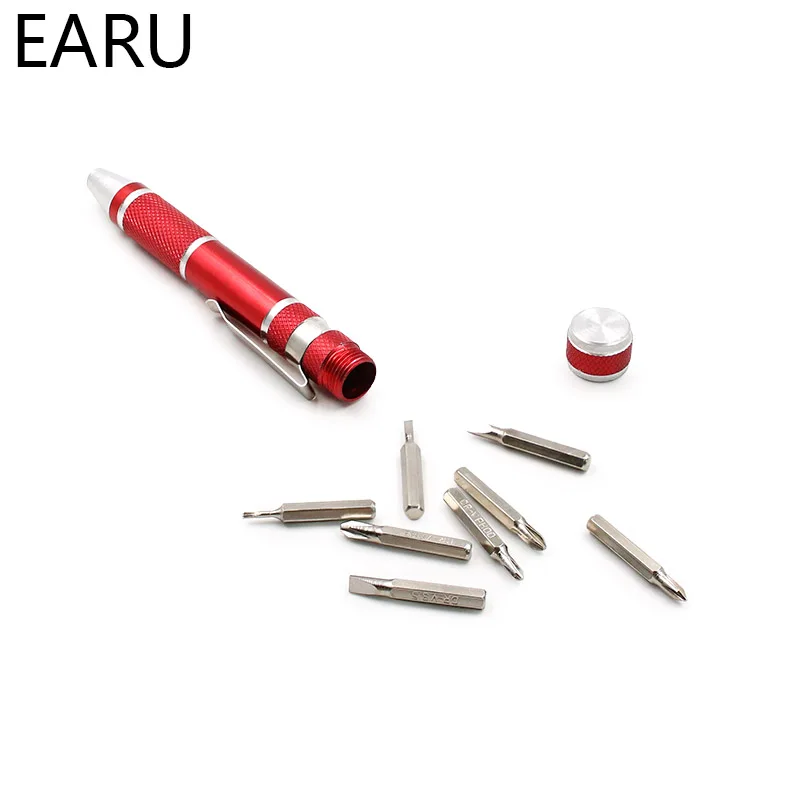 มัลติฟังก์ชั่น 8 In 1 Miniอลูมิเนียมปากกาไขควงชุดซ่อมเครื่องมือสำหรับโทรศัพท์มือถือมือเครื่องมือชุด