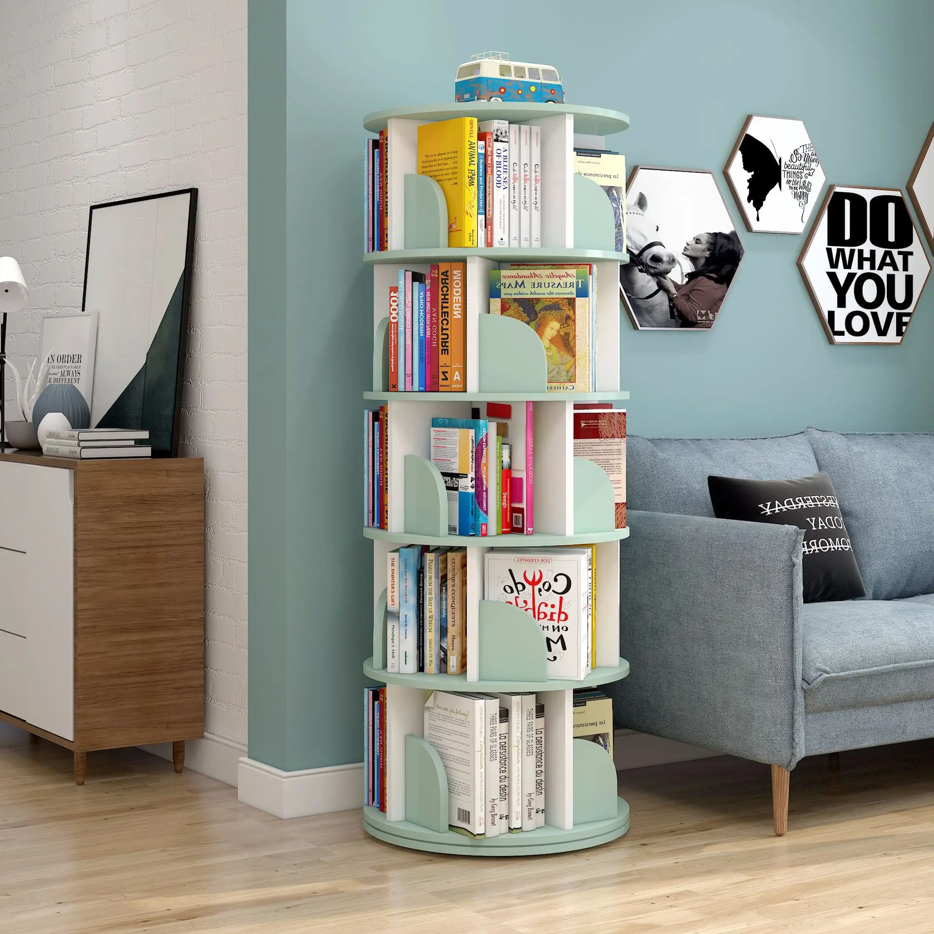 Этажерка Полкалан Rak Buku Rak Buku Putar Baru Rak Buku Rak Buku Berputar Ruang Belajar Rak Furnitur Ruang Studi