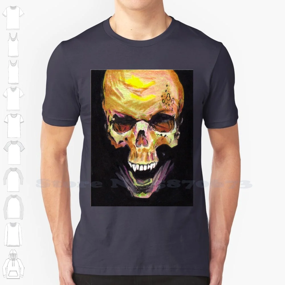 Skull 100% Cotton T-Shirt Animal Skull Human Being Marker Death Horror Deceit Allan Poe Murder