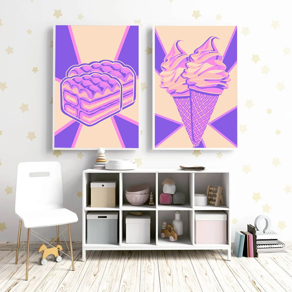 Ramen Ribs Yakitori Donuts Ice Cream Canvas Paintings Japanese Cartoon Delicious Foods Poster Kitchen Wall Art Decor Pictures