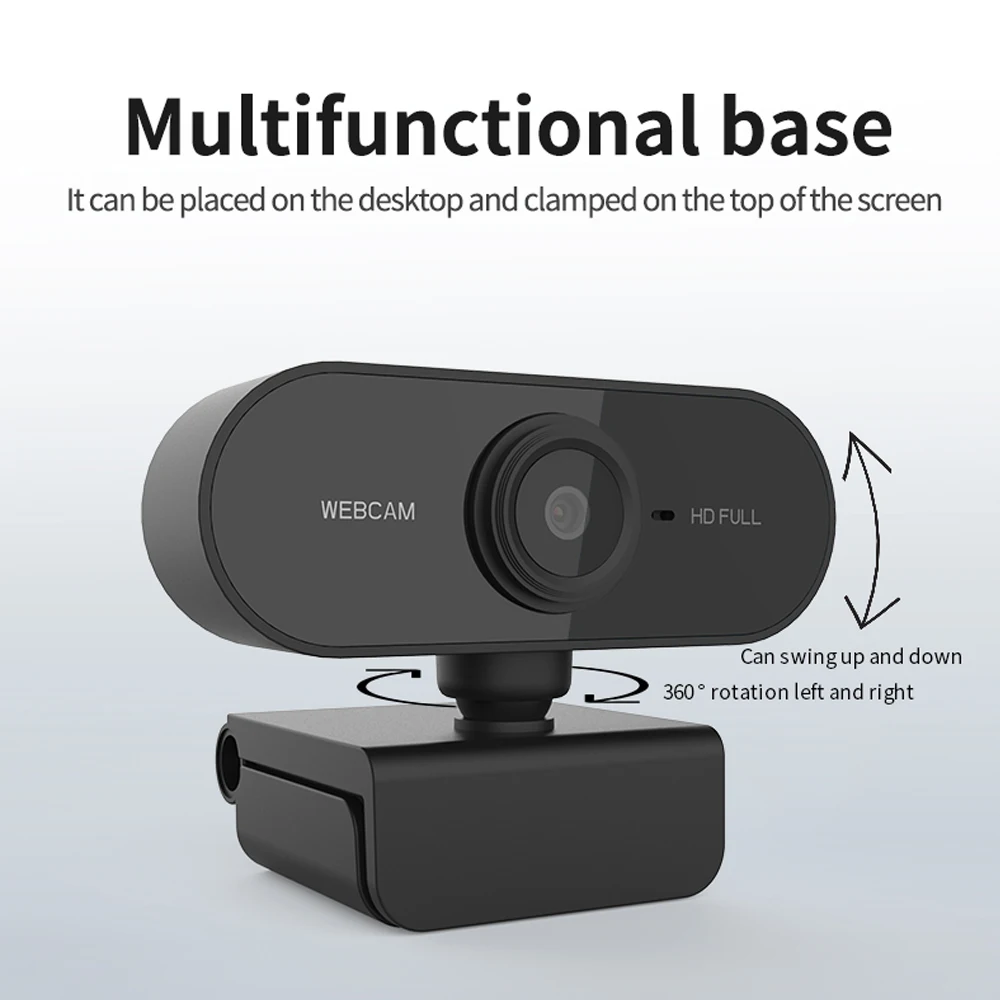 Webcam HD 1080p avec microphone intégré, USB, pour PC, Mac, ordinateur portable, diffusion en direct sur Skype