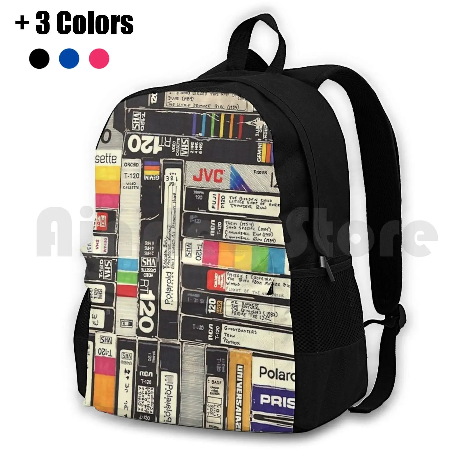 Vhs Outdoor Hiking Backpack Riding Climbing Sports Bag Vhs Fashion New York Pattern London Paris France Band Valentine Music