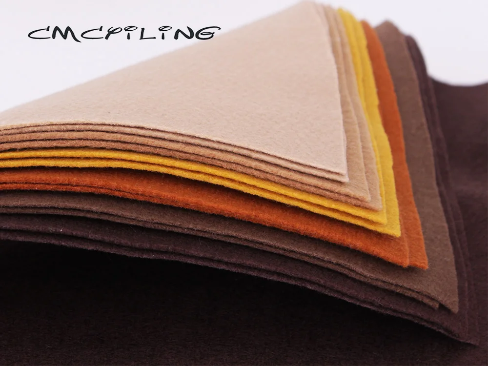 CMCYILING Brauner weicher Filzstoff für Handarbeiten, DIY, Nähen, Puppen, Basteln/Patchwork, Vliesstoff/Polyesterstoff, 25 cm x 28 cm, 6 Teile/los – Detail 4