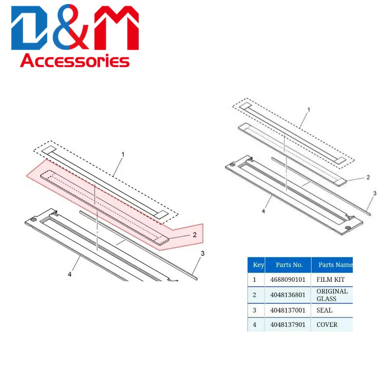 Original new DF-502 Film Kit Cover Glass 4688090101 4048136801 4048137001 4048137901 for Konica Bizhub 163 213 seal kit