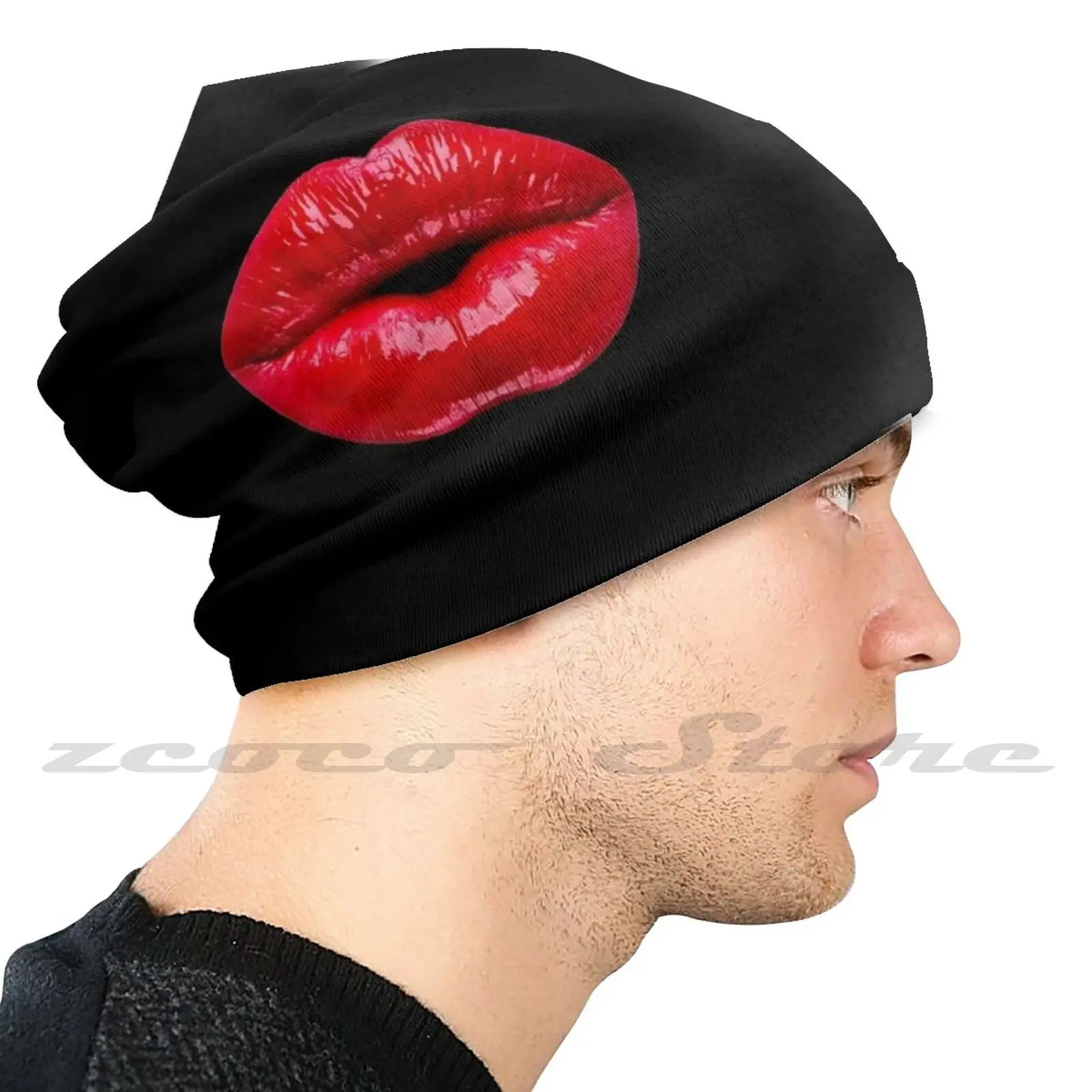 Hot Red Lips Facemask Adult Kids Knit Hat Hedging Cap Outdoor Sports Breathable Re Kiss Looking Good In A Facemask Funny Funny