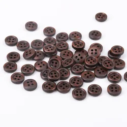 Round Wooden Sewing Vintage Buttons Dark Brown for Handmade Scrapbooking Craft 50pcs 12mm