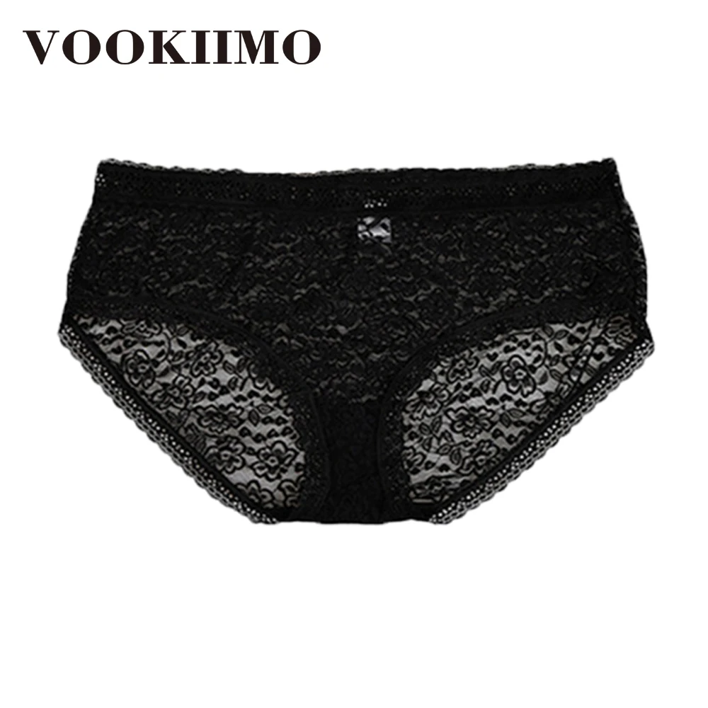 VOOKIIMO Women's Underwear Hi-cut Midi Sexy Hollow Lace Brief Knickers Hipster Comfy Panties Soft Lingerie