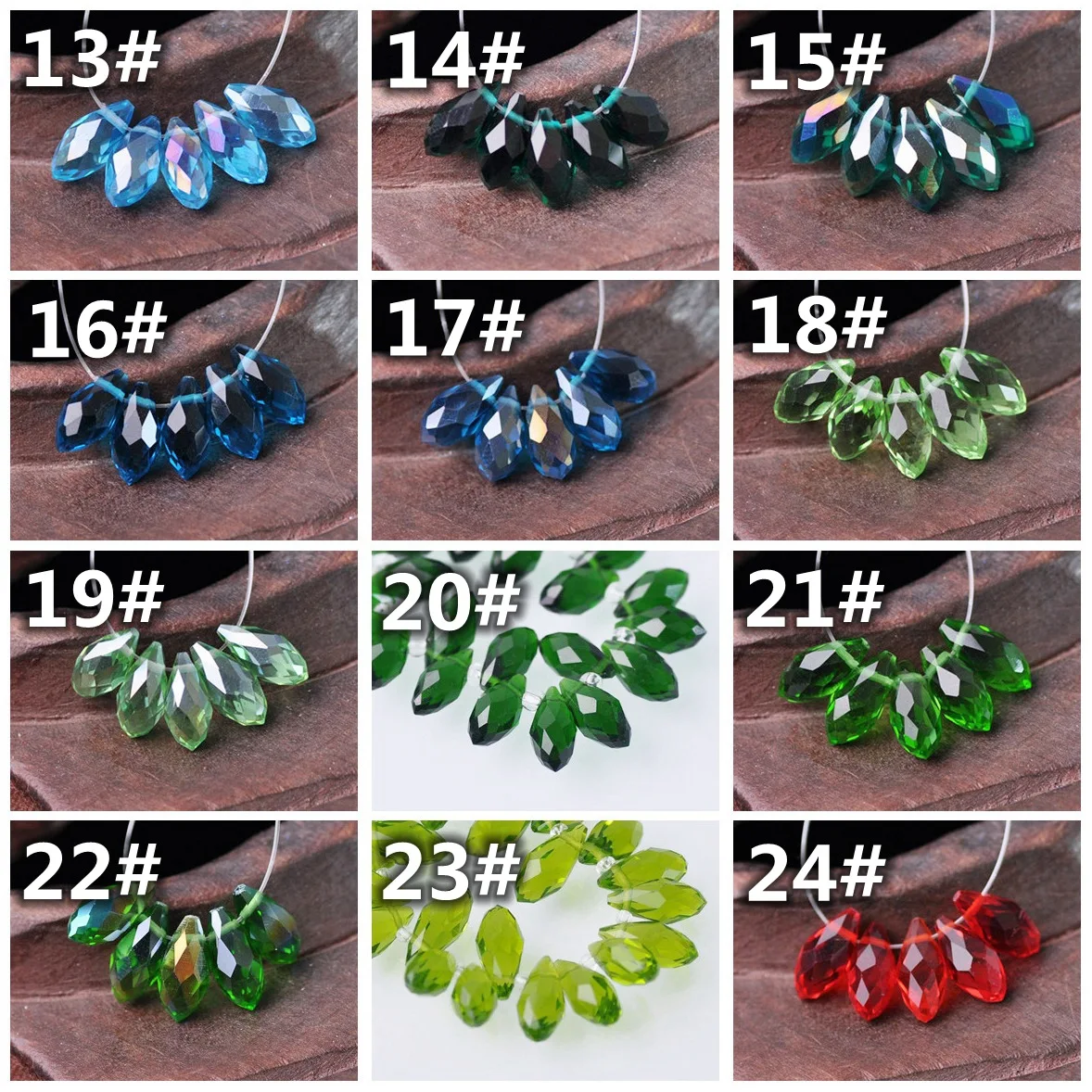 1# Pure Color & Plated Teardrop Faceted Crystal Glass 6mm 8mm 10mm Top Drilled Pendant Drops Loose Beads For Jewelry Making DIY