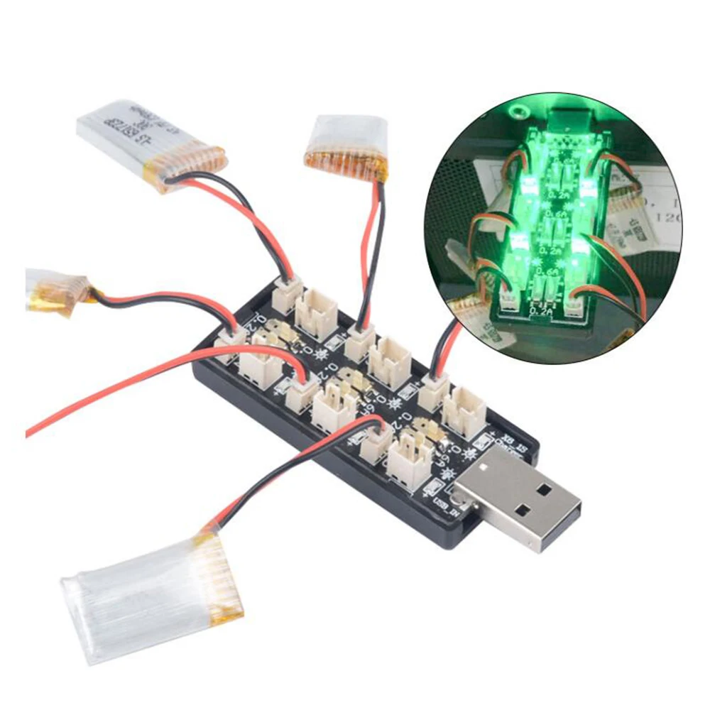 6CH USB to 3.7V~3.8V 1S LiHv Lipo Battery Charging Adapter Board 5V 2A USB Battery Charger Board for RC Toy Model Batteries