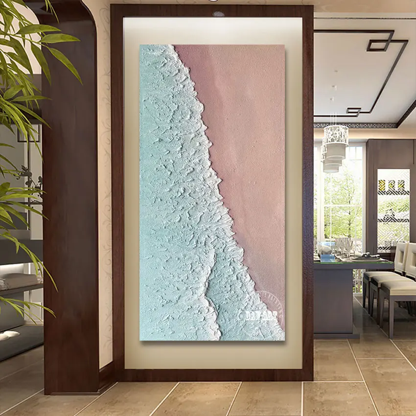 حار بيع، كبيرة الحديثة مكتب ديكور جدار صور غير المؤطرة موجة البحر النفط اللوحة على قماش، مجردة الاكريليك محكم الفن