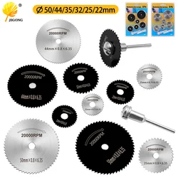 Conjunto de mini serras circulares hss, 8 peças, ferramenta rotativa, para corte em metal, alta potência, discos de corte em madeira, corte em efeito