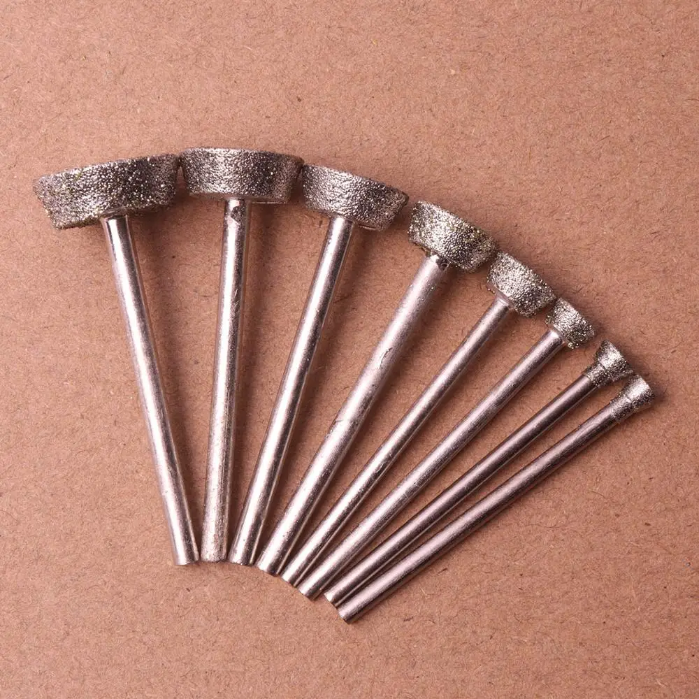 10 PCS Diamond Grinding Head Burrs Bits 2mm to 16mm Dremel Rotary Tools  Jade Stone Carving Polishing Engraving Tool