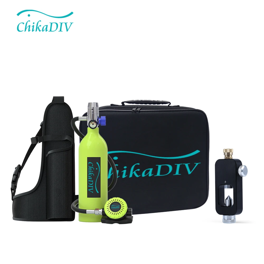 

Chikadiv C400 1l Mini Scuba Tank Oxygen Cylinder Diving Snorkel Scuba Diving Equipment Swimming Snorkel Set Respirator Adapter