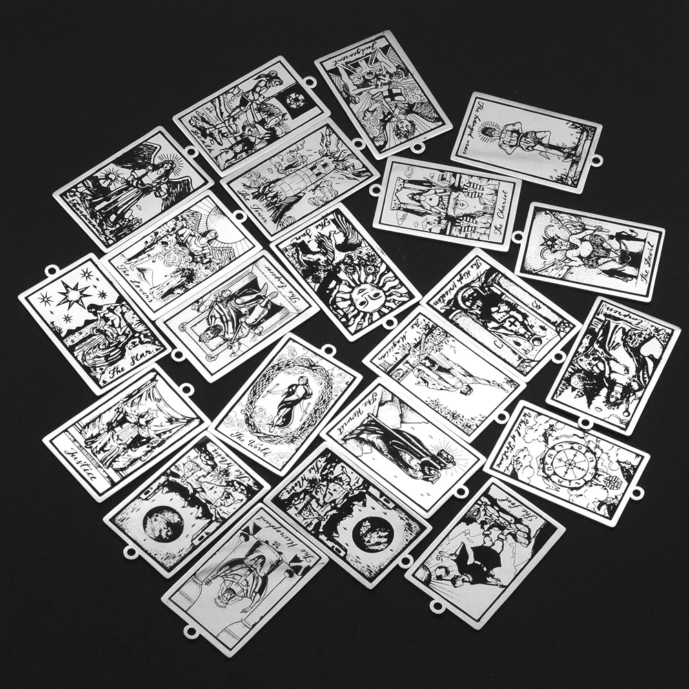 22pcs/set Tarot Card Stainless Steel DIY Pendant Charms Wholesale Connectors Finding Supplies Factory Price Never Fade