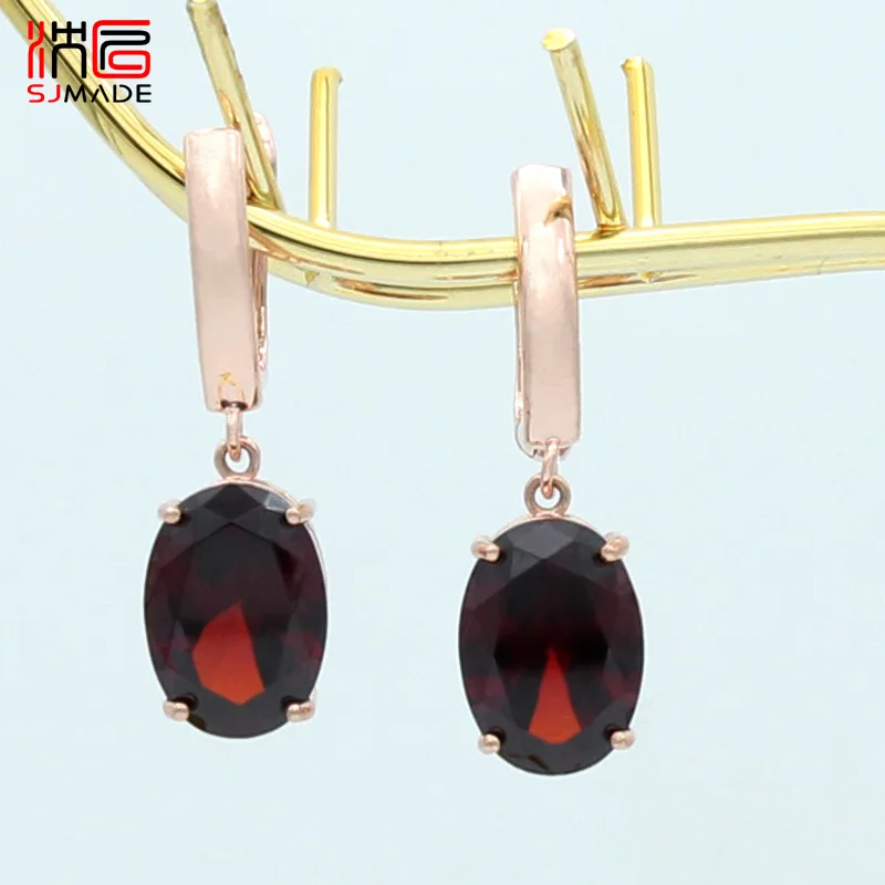 SHENJIANG New Fashion Elegant Oval Egg Cubic Zirconia Shape Dangle Earrings For Women Wedding 585 Rose Gold Color Party Jewelry