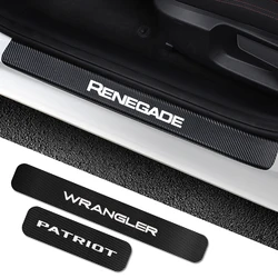 Car Door Sill Stickers Carbon Fiber Cover Auto Tuning Accessories For Jeep Renegade Wrangler Cherokee Compass Patriot Trail Hawk