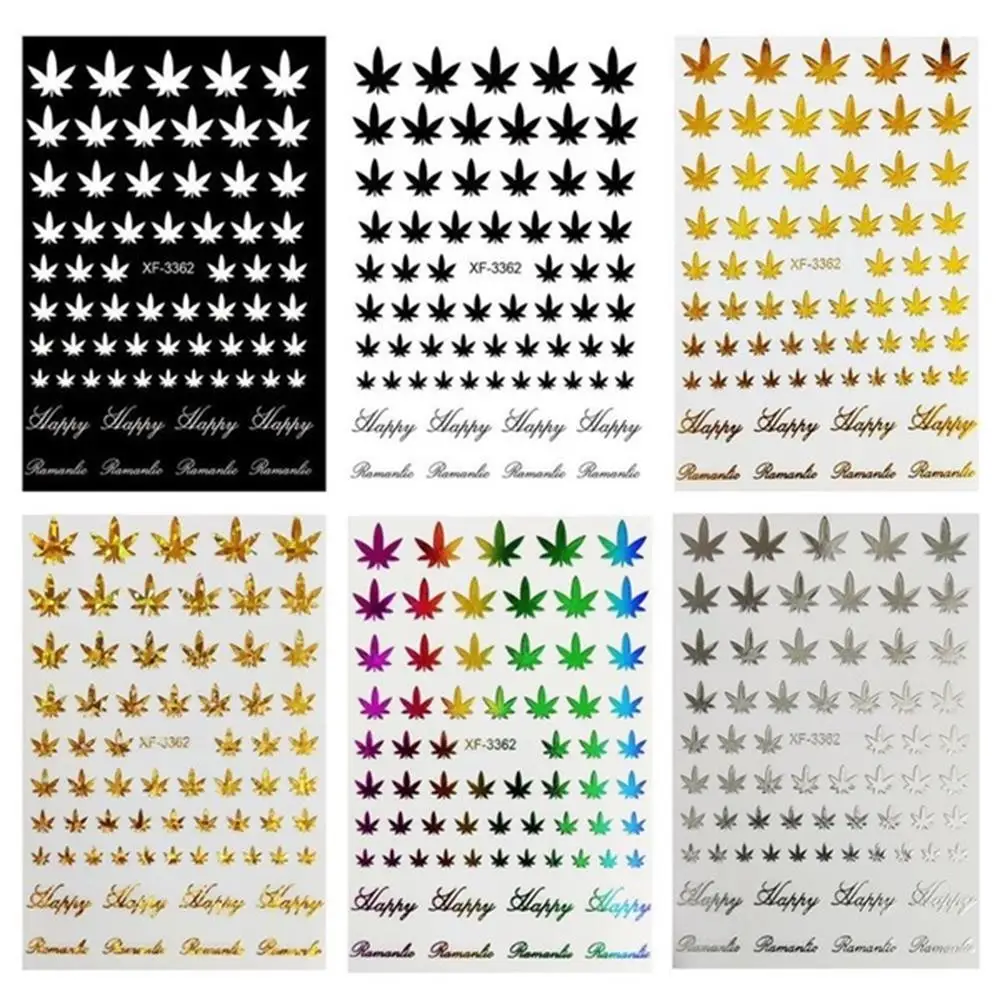 Nail Art 3D Decal Adhesive Stickers Pot Weed Leaf Nails Salon Manicure Decoration