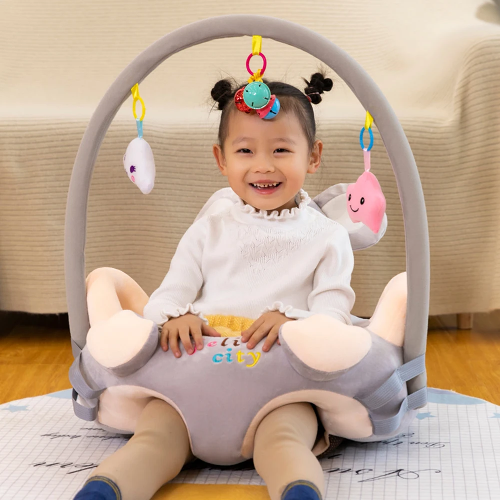 Baby Sofa Chair Support Seat Cover Baby Plush Chair Cartoon Learning Sit Plush Chair Toddler Nest Puff Washable With Rod No Fill