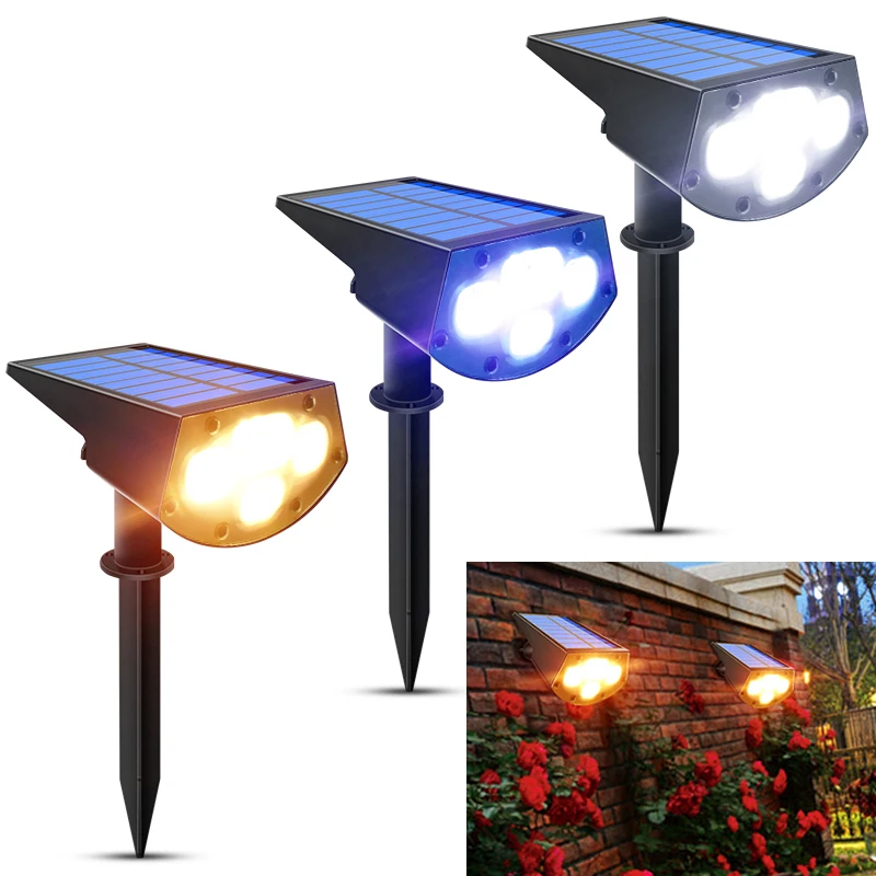 

2-in-1 LED Solar Powered Landscape Spotlights IP65 Waterproof Wall Lamp Auto ON/OFF Decorative Light For Outdoor Garden Pathway