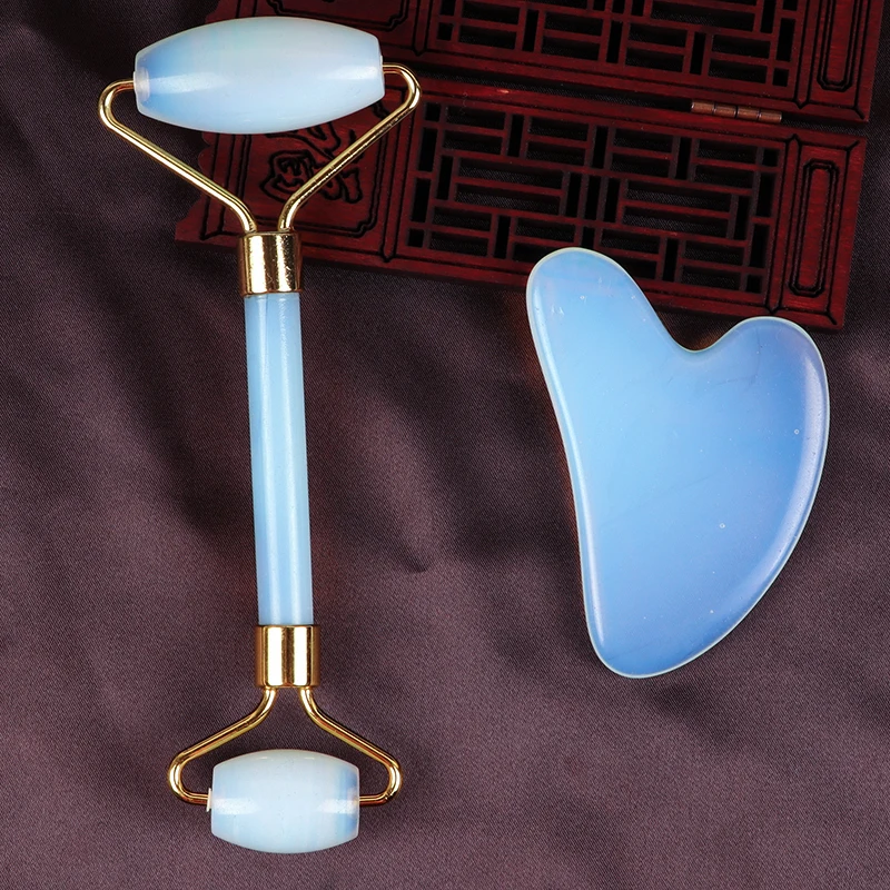 

Opalite Face Massager For Neck Crystal Mineral Skin Care Wrinkle Facial Tapes Jade Stone Roller Massage Scraper Beauty Products