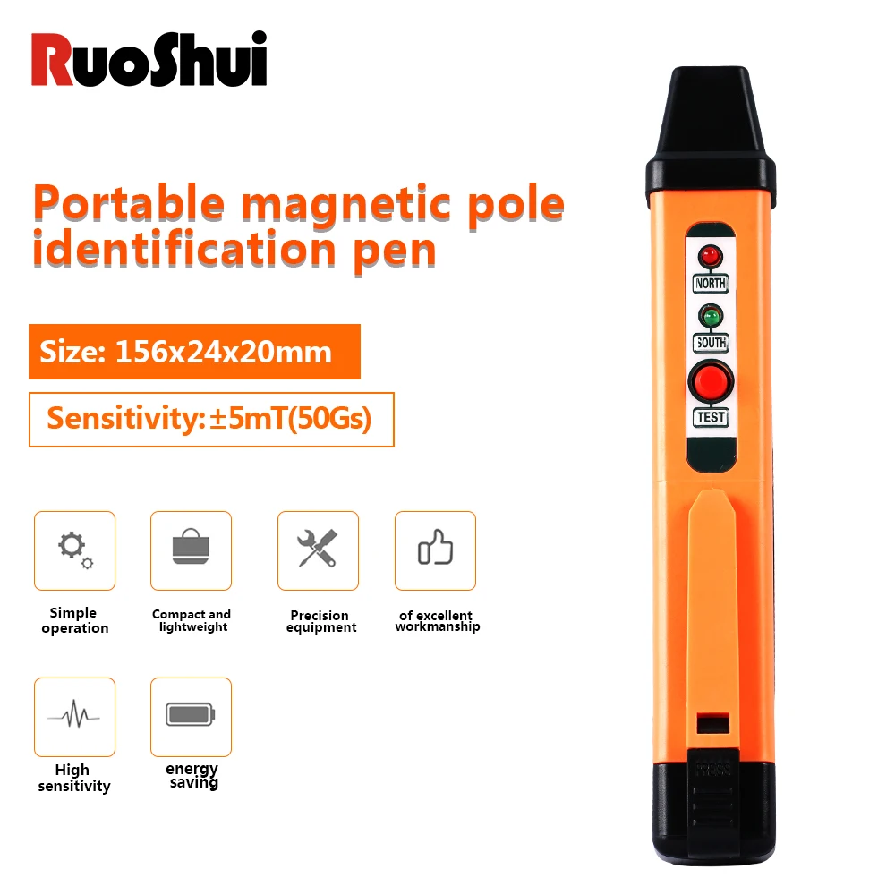 Ruoshui Polar Identificação Teste Pen Campo Magnet Sensibilidade Detector Detecção de Polaridade Pólo Portátil 862m n s