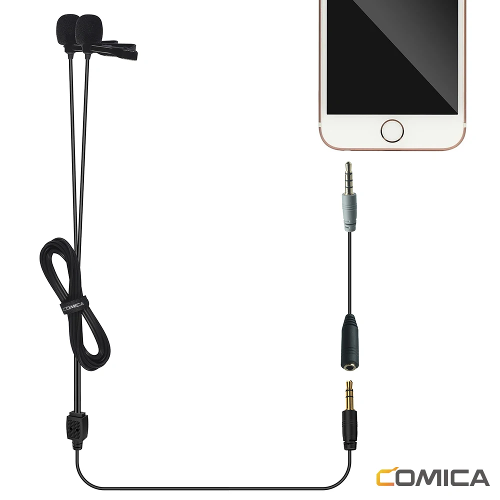CoMica CVM D02 Lavalier Condenser Microphone 2.5m 4.5m 6.0m Mic for Sony Canon Nikon DSLR Camera Phone Gopro Studio