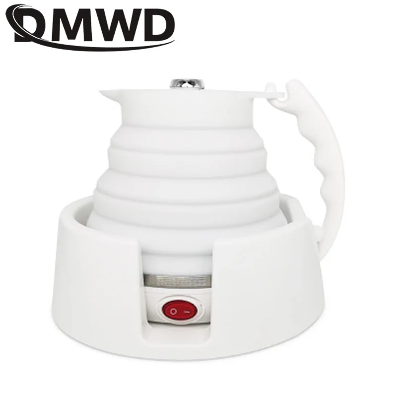 DMWD 12V/24V Portable Travel Folding Electric Kettle 450ml Food Grade Silicone Travel Car Folding Water Kettle Dry Protection