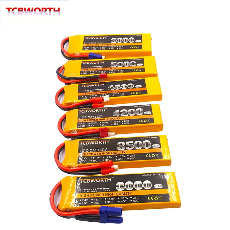 6S RC LiPo Battery 6S 22.2V 1300 1800 3000 3500 4000 5200 6000mAh 30/40/60C For RC Airplane Helicapter Car Drone